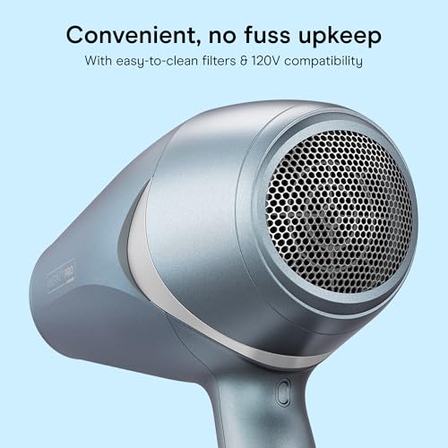 Image of Conair InfinitiPRO Style & Shine Hair Dryer | Ultra-lightweight 1 lb. Curl-Defining Dryer for Curly, Wavy, Thick, and Fine Hair, Blue, 527BXL