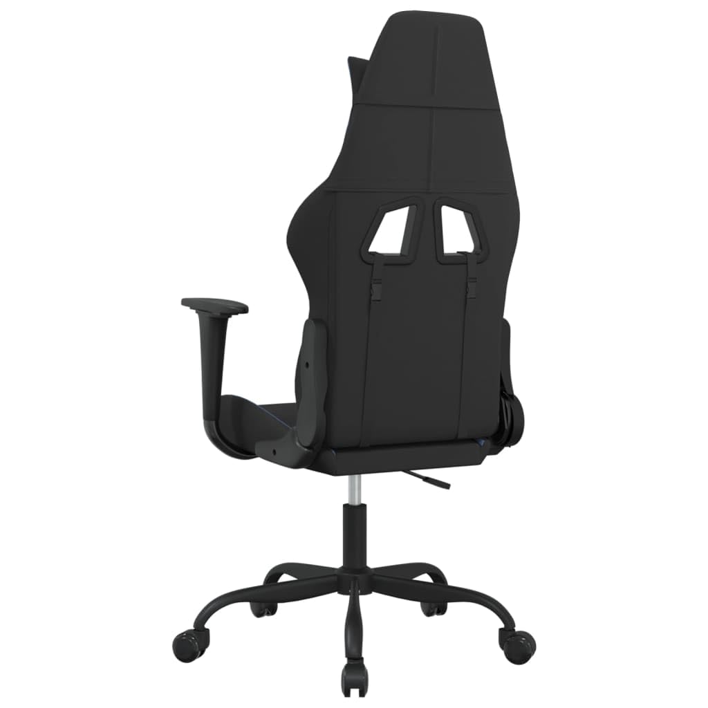 Gaming-Stuhl Schwarz Blau Stoff mit Verstellbarer Rückenlehne und 360 Grad Drehfunktion Ergonomischer Bürostuhl mit Armlehnen und Lendenkissen für Homeoffice Jugend PC Esport