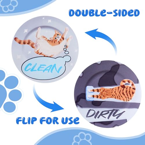 Xuhal Cat Clean Dirty Dishwasher Magnet, 3.5 Inch Funny Pet Clean Dirty Double-Sided Reversible Sign for Stainless Steel Dishwashers, Kitchen Refrigerator Laundry Room, Home Accessories(Orange Cat)