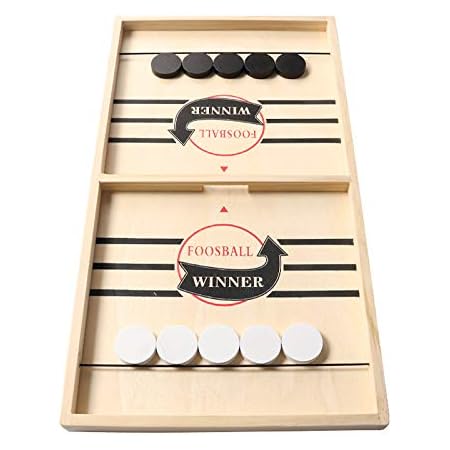 Amazon 大きなスリングパックゲーム フーズボール勝者ボードゲーム 木製ホッケーテーブルゲーム スリングショットゲームボード スーパーウィナースピードパックゲーム 大人用 Lサイズ ボードゲーム おもちゃ