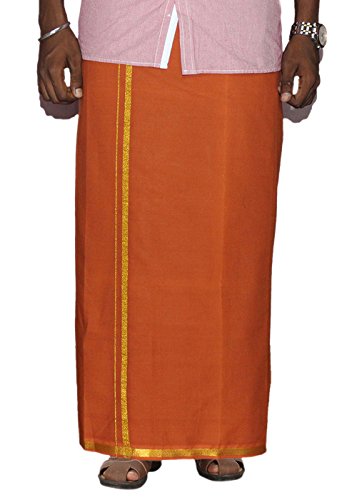 Image of PRAKASAM COTTON Welcro Pocket Dhoti | Jari Border Readymade Cotton Dhoti for Men
