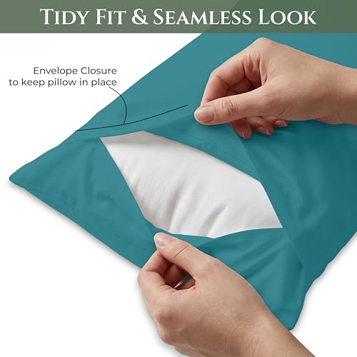 Image of Royale Linens 100% Cotton Pillow Cases Standard Size Set of 2 - Percale Pillowcase - Teal Pillow Cases Super Soft Cooling & Breathable Hotel Cotton Pillowcases, Fits Standard Pillows (20 inchx26 inch, Teal)