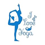 Wandaufkleber mit Zitaten „I Love Yoga“ – Turnerin, Mädchen, Fitnessstudio, Kunst, Vinyl, Wandbilder für Fitness, Yoga-Unterricht, Schlafzimmer, Heimdekoration, Aufkleber, groß – 58 x 75 cm