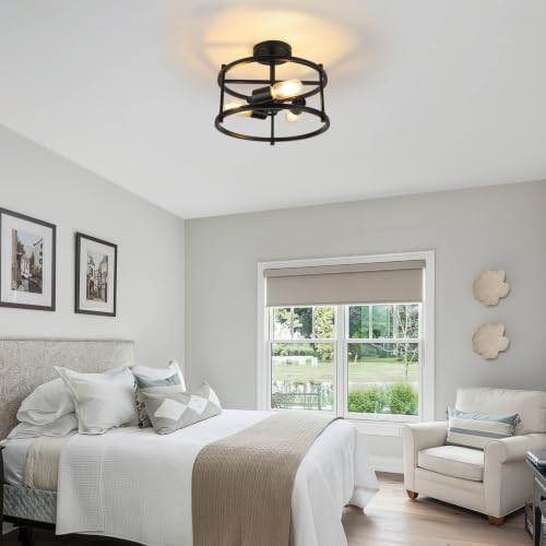 foucasal 3-Light Industrial Semi Flush Mount Ceiling Light Black 12.59" - image 9