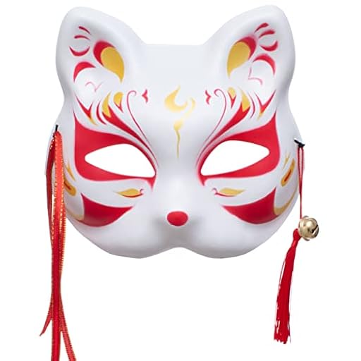 Kitsune Japonés Inu Boku Fox Gato Lindo Cosplay Media Máscara Masquerade Navidad - rojo - talla única | Ya disponible en tu tienda friki favorita! En mundofriki.es!