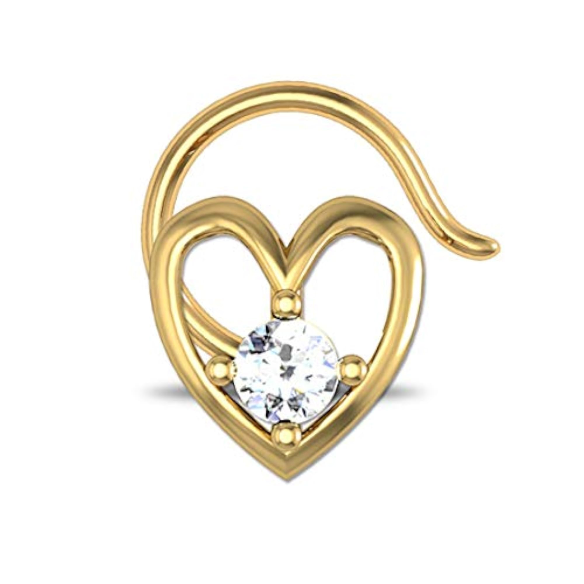 Women's 14K Yellow Gold Wire Nose Pin, Elegant Design