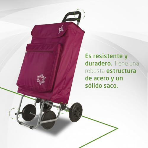 Miniatura 4 de Amig - Carro De La Compra De 4 Ruedas Bolsillo Exterior Para Congelados Carga Máxima 15kg Capacidad De 48 Litros 22x40x106 Cm Rojo