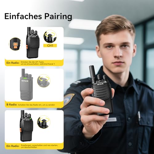 Retevis H777 Funkgerät, Zwei-Wege-Radio mit 10-Fach Ladegerät, PMR446 Funkgeräte Set Headset Professionell, USB-C Handfunkgeräte für Gewerbe und Sicherheit (Schwarz, 10 Stück)