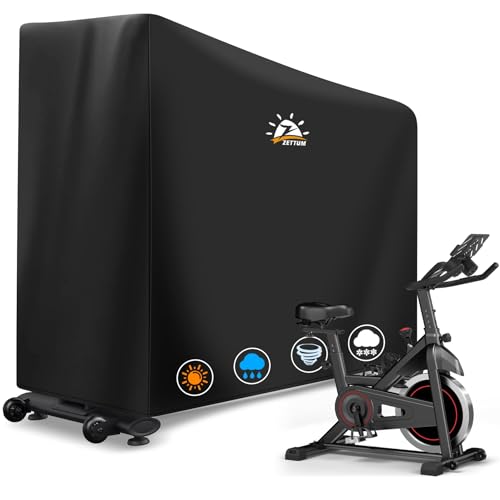 Zettum Funda para Bicicleta estática de Poliuretano 600D, Impermeable, para Almacenamiento Exterior, Fundas de Bicicleta Resistentes para Merach, Wenoker, Bicicleta Vertical, Funda para Bicicleta