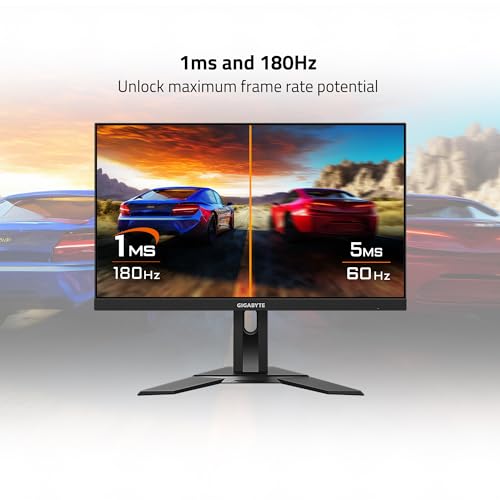 Image of GIGABYTE G24F 2-24 inch 165Hz /180Hz(OC) 1080P Gaming Monitor, 1920 x 1080 SS IPS Display, 1ms (MPRT) Response Time, 95% DCI-P3, 125% sRGB, 1x DisplayPort 1.2 (HDR Ready), 2X HDMI 2.0, 3X USB 3.2