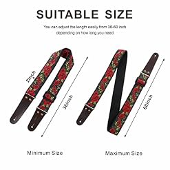 Sangle de Guitare – Courroies de Guitare en Coton avec extrémités en cuir pleine fleur pour Basse, Guitare électrique et… - Les Beatles, Paul McCartney, John Lennon, RIngo Starr, George Harrison Sangle de Guitare - Courroies de Guitare en Coton avec extrémités en cuir pleine fleur pour Basse, Guitare électrique et… – Image 4