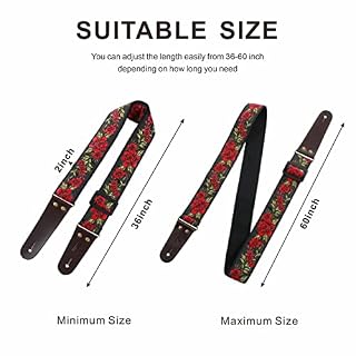 Sangle de Guitare – Courroies de Guitare en Coton avec extrémités en cuir pleine fleur pour Basse, Guitare électrique et… - Les Beatles, Paul McCartney, John Lennon, RIngo Starr, George Harrison Sangle de Guitare - Courroies de Guitare en Coton avec extrémités en cuir pleine fleur pour Basse, Guitare électrique et… – Image 4