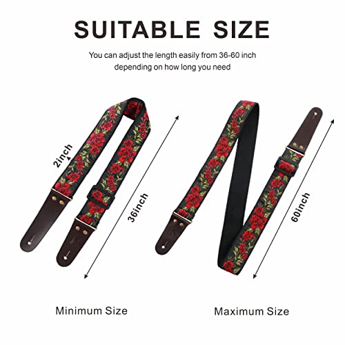 Sangle de Guitare – Courroies de Guitare en Coton avec extrémités en cuir pleine fleur pour Basse, Guitare électrique et… - Les Beatles, Paul McCartney, John Lennon, RIngo Starr, George Harrison Sangle de Guitare - Courroies de Guitare en Coton avec extrémités en cuir pleine fleur pour Basse, Guitare électrique et… – Image 5