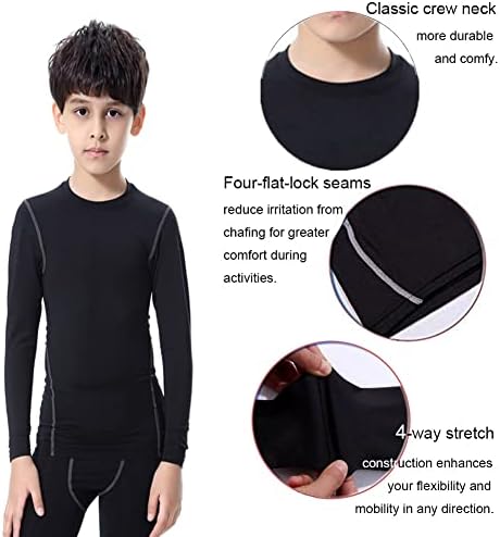 BEGIANT Boys Thermal Long Underwear Set Hockey Base Layer 2 PCS Kids Long Sleeve Compression Shirt & Soccer Leggings 4 41d1OVBua0L. AC