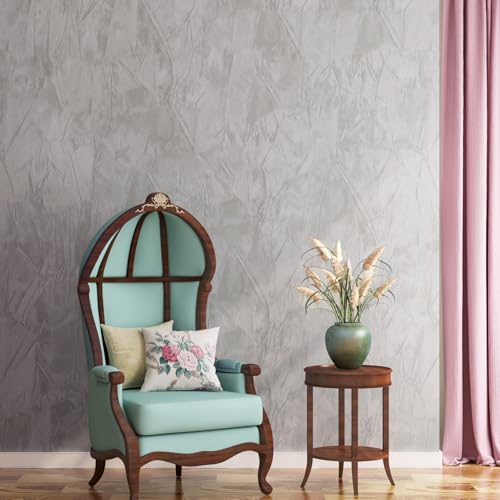 ReWallpaper 30in x 16.5ft Velvet Wallpaper Peel and Stick Textured Grey Wallpaper for Walls Self Adhesive Removable Wall Paper for Bedroom Soft Velvet Fabric Grey Contact Paper Wall Decor Living Room