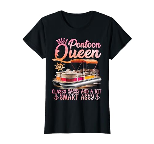 Pontoon Queen Pontoon Boat Party Lake Pontooning Summer Trip Women T-Shirt