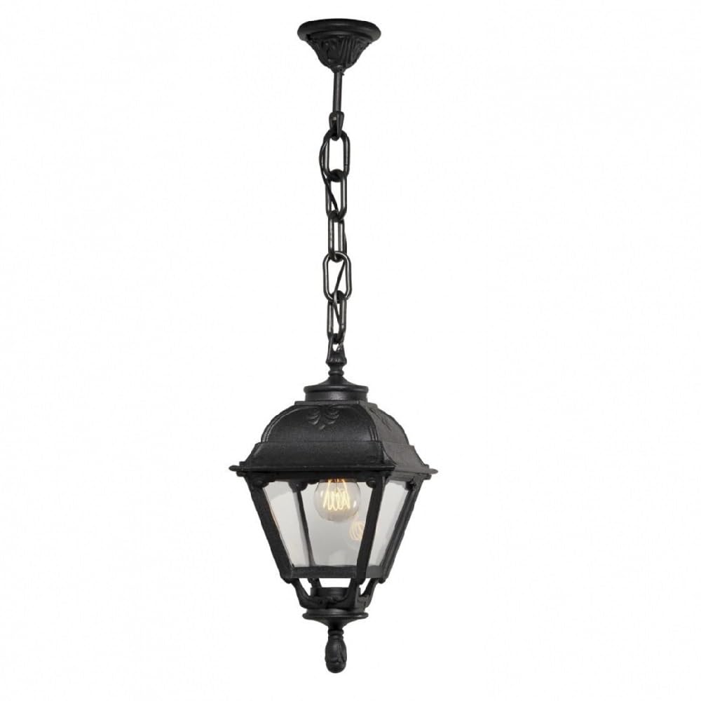 Britalia Black Traditional Lantern Pendant Light, E27, Ip55, Polycarbonate, Clear Panels, 82Cm X 23Cm