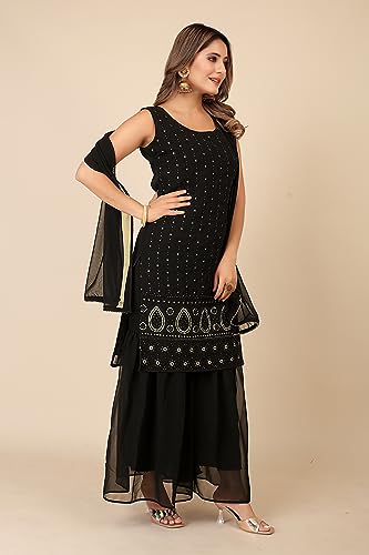 Image of TILKI FASHION Women's Embrodery Work Kurti With Sharara And Dupatta Set