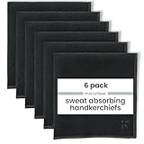 S&T INC. Handkerchief for Sweat, Microfiber Towel for Face, Glasses, Gym Bag, and Travel Essentials, Sweat Body Wipes, 10 Inches by 10 Inches, Black, 6 Pack