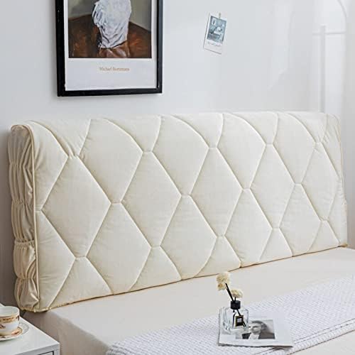 All-Inclusive Fabric headboard Cover Soft Package headboard Cover Simple Modern European dust Cover Crash Head Protection Cover (Creamy-White,1.6m)