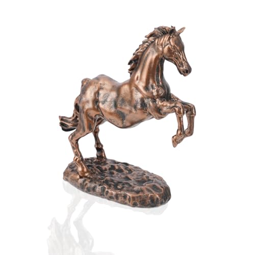 Standing Horse Resin Statue, Horse Figurine and Sculpture, Art Decor Ornaments for Home Office Desktop Bookshelf Cabinet, Bronze, 8x3.4x9In