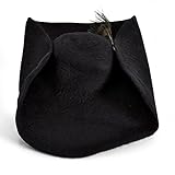 Filzhut mit Pfauen Feder Mittelalter Kopfbedeckung Herren breite Krempe Wolle schwarz