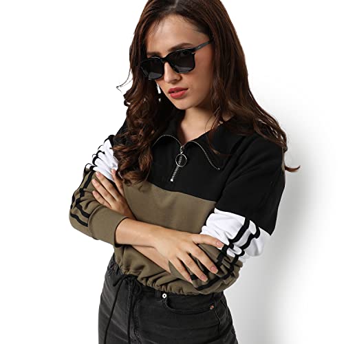 Image of PINACOLADA Women Cotton Zipper Sweatshirt Relaxed Fit for Casual Wear | Full Sleeves | Stylish Sweatshirt Crafted with Comfort Fit and High Performance for Everyday Wear