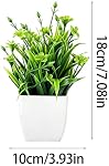 6 Packs Fake Plants Artificial Mini White Pot Houseplants Greenery Indoor for Bathroom Home Office Table Shelf Mini Plastic Potted (6, Green)