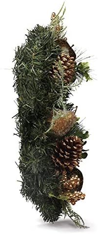 Oairse 55cm/22 Inch Christmas Wreath Large Artificial Wreath with 30 LED Light, Pear, Pine Cones, Berries for Front Door Home Wall Hanging Christmas Decorations Winter Xmas Ornament