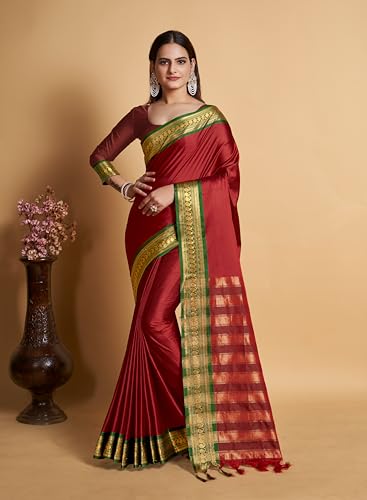 Image of Avantika Fashion Women's Woven Cotton Silk Art Silk Banarasi Saree With Blouse Piece