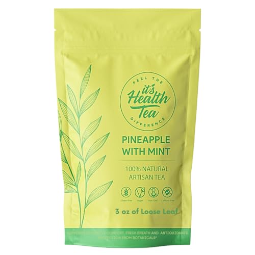 Pineapple Mint Herbal Tea – 3 oz, 35 Tea Bags – Pineapple, Mint & Lemongrass Blend – Refreshing Caffeine-Free Tropical Infusion for Fresh Breath & Digestive Comfort – Delicious Hot or Iced