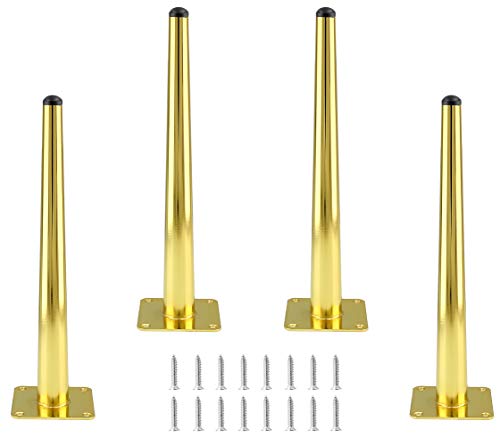 Seimneire 4Pcs 12 Inch Furniture Legs, Straight Conical Metal Legs Luxury Gold Mid-Century Style Furniture Feet For Sofa Cabinet Table Chair Cupboard Couch Ottoman Home Diy Projects #TOP12