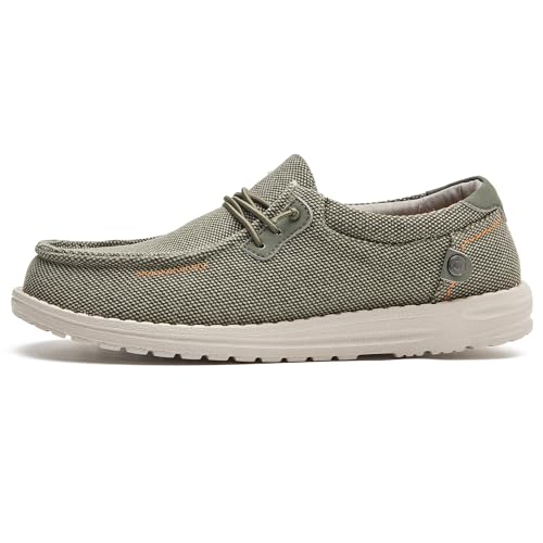 Image of Men's Canvas Loafers, Slip On Casual Shoes | Hands Free, Lightweight, Comfortable, Breathable Upper, Walking Shoes, Stretch, Travel, Vacation, Everyday Wear
