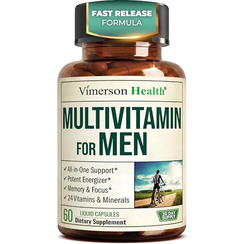 Multivitamin for Men with Bioavailable Vitamins, Minerals, Vitamin D, B12, C, A & Zinc for Energy, Focus and Immune Health – Premium Mens Multivitamins & Multiminerals – 60 Liquid Caps