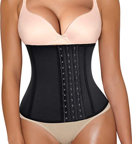 Bafully Womens Sauna Waist Trainer Corset for Weight Loss Tummy Fat Burner Sport Workout Neoprene Body Shaper Cincher (Black, M)