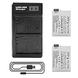 2 X LP-E8 Batería de Repuesto y LCD Cargador Dual Compatible con Canon Rebel T2i, T3i, T4i, T5i, EOS 550D, 600D, 650D, 700D, Kiss X4, X5, X6 Digital Camera