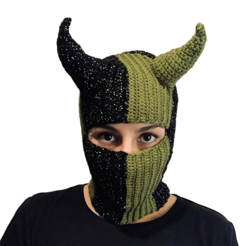 Funny Horn Balaclava para Hombres y Mujeres, Gorro de Halloween con Cuernos, Cubierta de Cara Caliente con Capucha para Fiesta miniatura 4