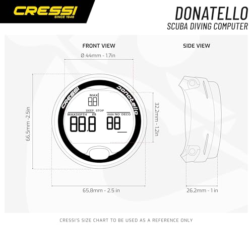 Image of CRESSI Donatello Scuba Dive Computer, Single-Button Interface, Black /Black