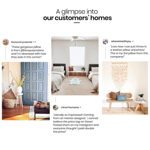 Two Queens Lane Faux Leather Pillow Cover - 20X20” Brown Throw Pillows, Boho Pillow Cover, Decorative Pillows For Living Room Decor And Home Decor - Farmhouse And Neutral Style, Set Of 2 #TOP6