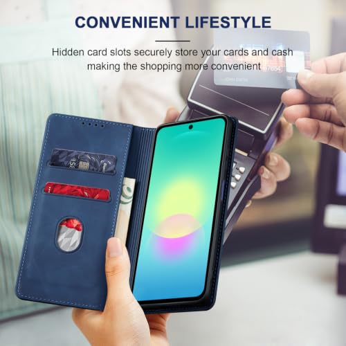 Image of Jasonyu Flip Wallet Case for Samsung Galaxy A27,Blue
