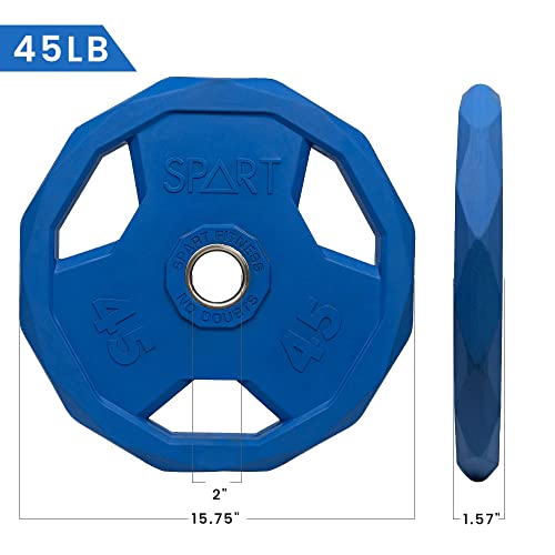 Image of SPART Color Coded Weight Plate 2-Inch Rubber Coated Olympic Grip Plate for Barbell, Solid Cast Iron Weight Plates for Strength Training, Weightlifting, Crossfit, Home Gym, 2.5LB /5LB /10LB /25LB /35LB /45LB, Pair