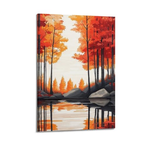 Forêt automnale poster paysage pour ressentir la magie et la douceur de la nature en automne