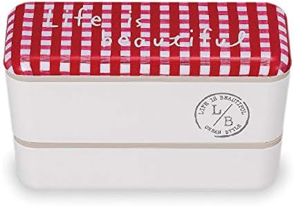 Amazon Co Jp 正和 Showa 弁当箱 長角 ネスト ランチボックス ギンガムチェック レッド 2段 下段280ml上段450ml L B コンパクト収納式 日本製 ホーム キッチン
