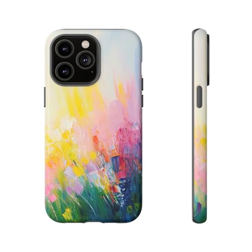 Coque rigide mate iPhone 14 Pro Max jaune - Coups de pinceau colorés
