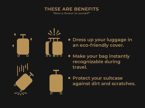 Image of Cortina Leaf Design Travel Suitcase Eco-Friendly Cover | Small | Fits 18-22 Inch Luggage | Polyester-Spandex | 55cm (20 inches) | Luggage Protectors | Anti Scratch /Dust | Pack of 1 | Black