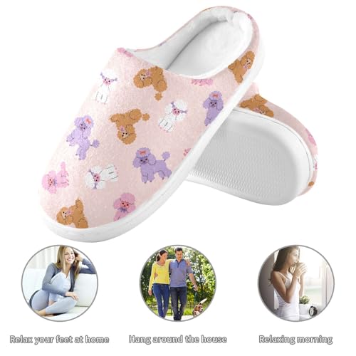 Women's Men 's Cute Poodle Dogs Slippers Fuzzy House Slippers Cozy Memory Foam Shoes4