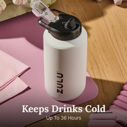Image of ZULU Goals Vacuum Insulated Large Capacity Stainless Steel Water Bottle | Reusable Jug Thermoses with Carry Handle | Leak-Proof Lid | Perfect for Travel, Workout, Gym, Hiking, Camping | 64oz, 101oz
