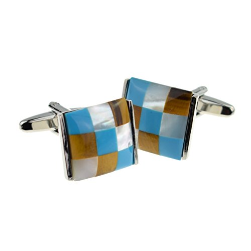 Mancuernillas GTR Hombre X2F042 Patchwork Café Azul Blanco miniatura 1
