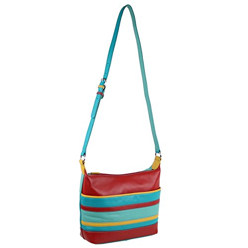 Sac à bandoulière Stripes en cuir noble signée ILI New York pour femme