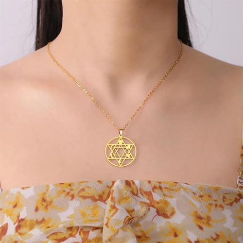 Collier judaïsme étoile de David pendentif hexagonal lune mixte - 3